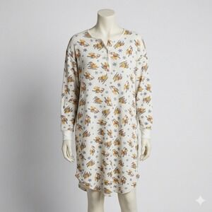 Vintage Disney Store Winnie the Pooh Winter Ski Thermal Nightgown Henley M/L
